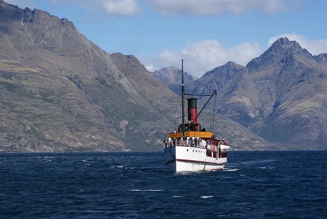 tss verdientslaw, lake wakatipu, see, neu, seeland, berg, wakatipu, queenstown, tourismus, wasser, reisen, szenisch, natur, ziel, friedlich, verdient, schiff, dampf, passagier, alt, dampfer, boot, tour