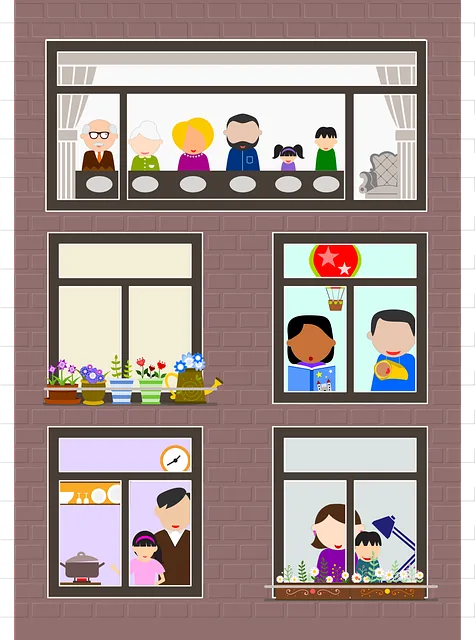 familie, familien, väter und söhne, gebäude, windows, alltag, familie, alltag, alltag, alltag, alltag, alltag