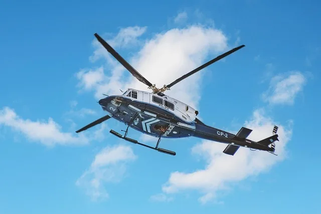 helicopter, flying, nature, sky, aviation, flight, police, operation, blue sky