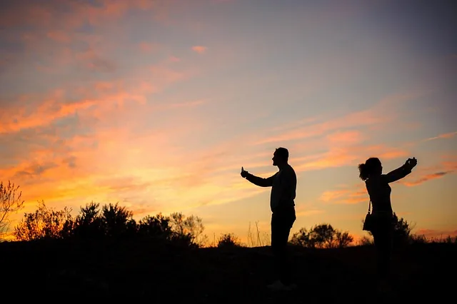 sonnenuntergang, reisen, photographer, taking pictures, mädchen, guy, silhouette, photo, telefon, selfie, himmel, nature, ferien, romance