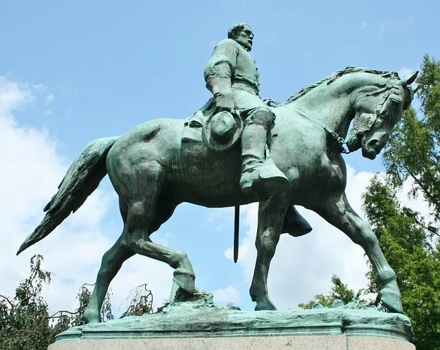 statue, bronze, pferd, pferdesport, soldat, robert e lee, konföderierter general, konföderierter soldat, armee general, natur, bürgerkriegsstatue, monument