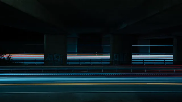 lange exposition, licht wege, wagen, geschwindigkeit, bewegung, dunkel, auto tapeten, cyberpunk, futuristisch, technologie